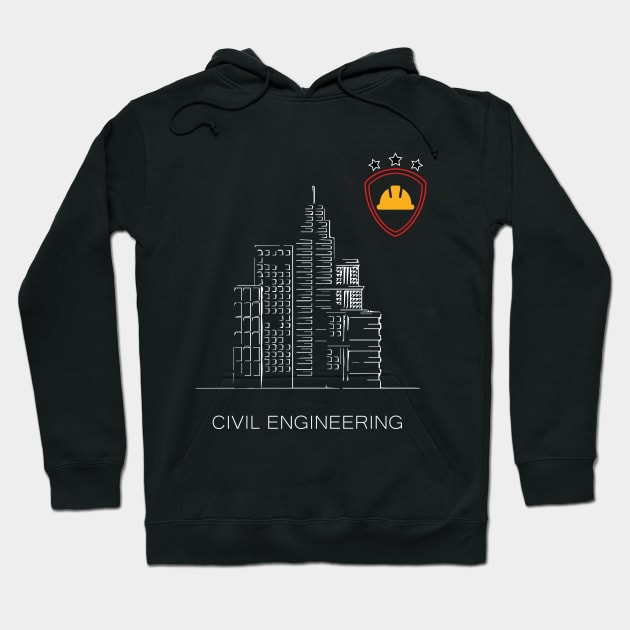 Civil engineering text, logo, and buildings Hoodie by PrisDesign99